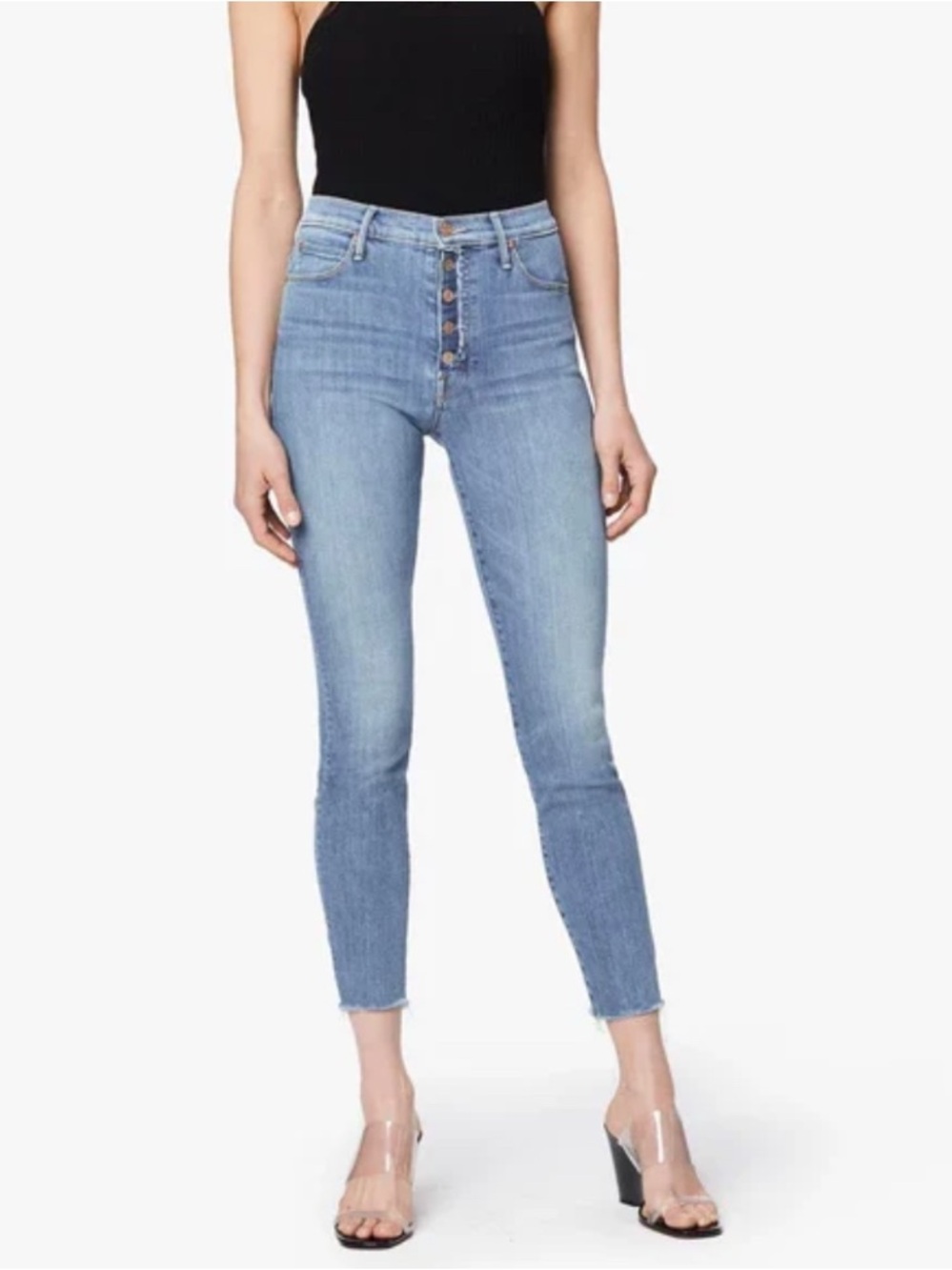 MOTHER The Fly Cut Stunner Ankle Fray Jeans in Final Frontier